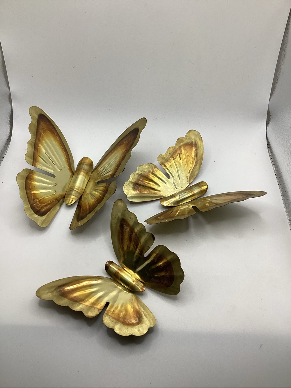 Vtg Brass Metal Butterfly Wall Decor set of 3